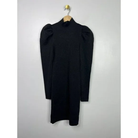 Alice + Olivia Issa Metallic Turtleneck Mini Dress Women's Black Size: XS NWOT - Picture 2 of 9